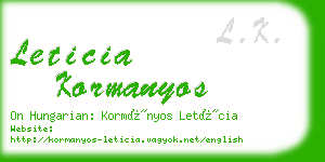 leticia kormanyos business card